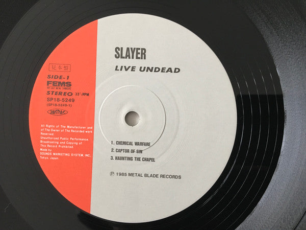 SLAYER - Live Undead LP (Black Vinyl) (1986 Japan Promo)