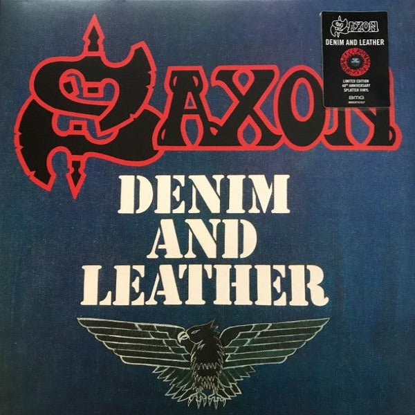 SAXON - Denim And Leather LP (Red/Black Splatter Vinyl)