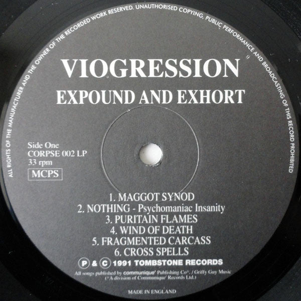 VIOGRESSION - Expound And Exhort LP (Black Vinyl) (1991 Press)