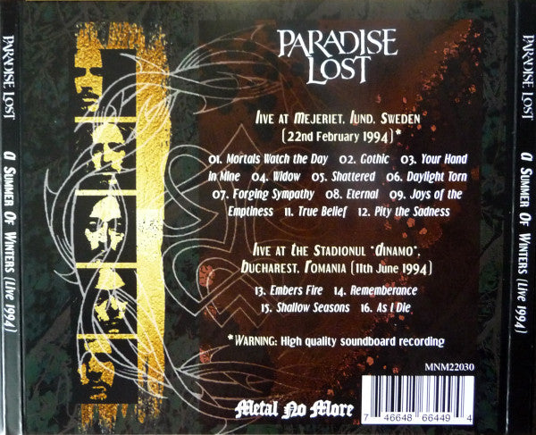 PARADISE LOST - A Summer Of Winters Digi-CD