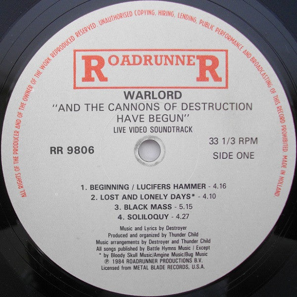 WARLORD - And The Cannons Of Destruction Have Begun... LP (Black Vinyl) (1984 Press)