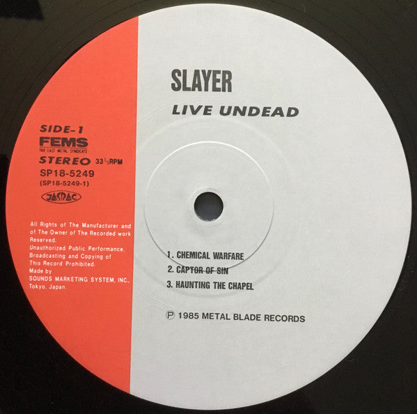 SLAYER - Live Undead LP (Black Vinyl) (1986 Japanese Press)