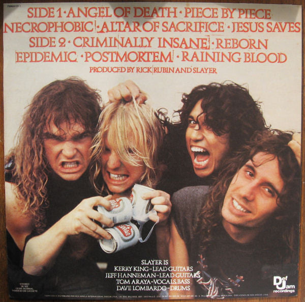 SLAYER - Reign In Blood LP (Black Vinyl) (1987 Brasil Press)