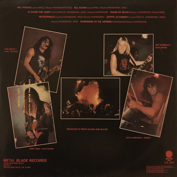 SLAYER - Hell Awaits LP (Black Vinyl) (1987 Brazil)