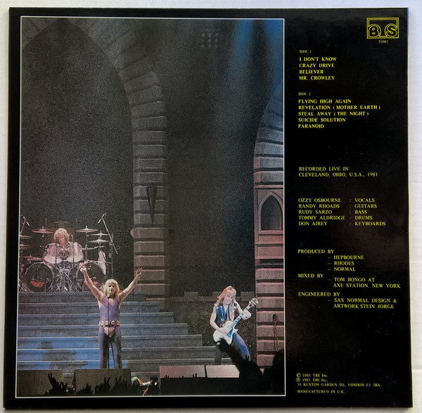 OZZY OSBOURNE - Tribute To Randy Rhoads LP (black) 1985